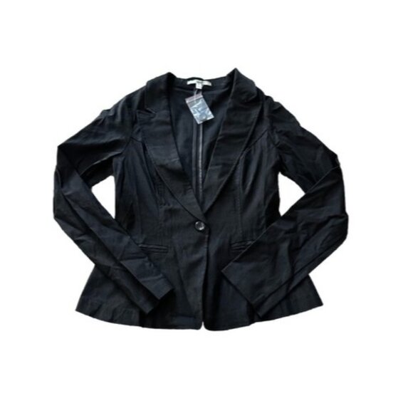 Papaya Basic Solid Black Long Sleeve Single Button Blazer Jacket Size Small New - Picture 1 of 12